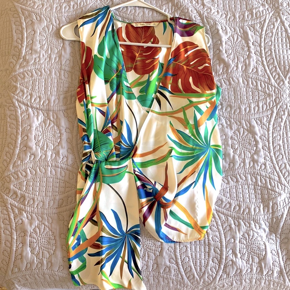 Zara blouse, multicolor/tropical print